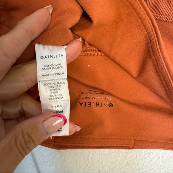 Athleta Rust Rise Up Rib 7/8 Yoga Fitness Pant Med Tall - Picture 7 of 10